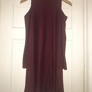 Red Flowy Long sleeve Turtleneck Dress small